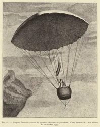Jacques Garnerin exécute la première descente en parachute, d