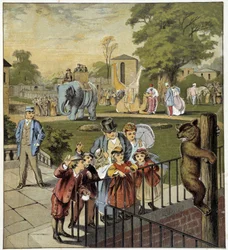 Jardin zoologique - dans "Store des petits enfants : en vacances", éd. Hachette, n.d., vers 1900