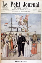 Justice ! : Le Président Kruger venant plaider la cause de son peuple en Hollande, auprès de la Reine Wilhelmine - dans « Le Petit Journal » du 16/12/1900