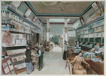 Grande épicerie en Angleterre, c. 1900