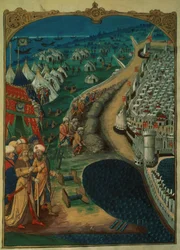Le principal conseiller de Mohammed II, peut-être Miseh Paléologue, dirigeant les opérations turques, c.1480, de l