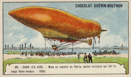 Lancement du dirigeable militaire Patrie, qui a effectué le vol de Paris à Verdun