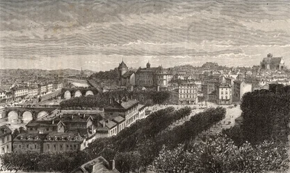 Laval - Mayenne - Pays de la Loire - gravure dans "La France illustrée : géographie, histoire, administration statistique" par V.A. Malt-Brown. 1884