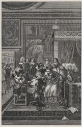 Le Cardinal de Richelieu mourant Lithographie par Charles Motte (1785-1836) dans « Les Hommes Célèbres de la France » par Louis Dumas 1889