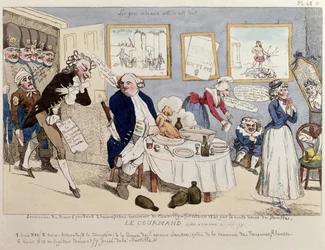 Le Gourmand, caricature de Louis XVI (1754-93) et de la famille royale française au moment de leur arrestation à Varennes le 21 juin 1791