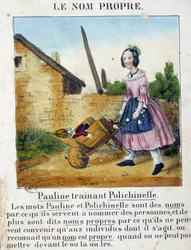Le Nom Propre (une fille portant ses jouets) - dans "La grammaire en images"