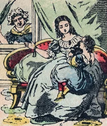 Le Père Fouettard, personnage français du père fouettard, figure légendaire du folklore punissant les enfants méchants : sa femme, La Mère Fouettard, la mère fouettarde qui ne réprimande pas les enfants sages - Image d