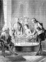Le baquet de Mesmer (Frédéric Antoine Mesmer - Franz Anton Mesmer) - dans «Les merveilles de la science» par Figuier