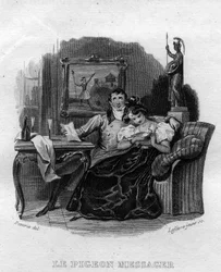 Le pigeon messager Chanson de Béranger dans « Oeuvres complètes » (1834) par Pierre Jean de Béranger (1780-1857), poète et chansonnier français.