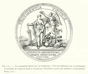Les magasins établis sur les frontières (Tiré des Médailles sur les principaux événements du règne de Louis le Grand par l