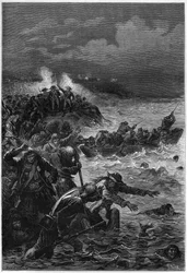 Les Vendéens vaincus à Quiberon par Louis Lazare Hoche (1768-1797), général français de la Révolution