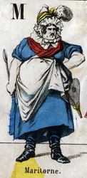 Lettre M : Maritorne. Gravure dans "Alphabet mascarade". Nouvelle imagerie d