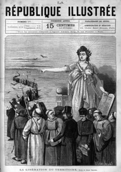 Libération du territoire : la République française expulse les congrégations religieuses non autorisées du territoire français suite aux décrets de mars 1880 pris par Jules Ferry et les privant du droit d