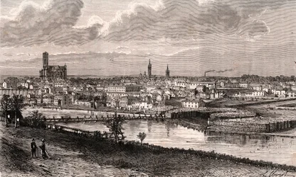 Limoges - Haute-Vienne - gravure dans «La France illustrée: géographie, histoire, administration statistique» par V.A. Malt-Brown. 1884