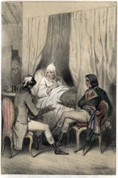 Louis Antoine Fauvelet de Bourienne (1769-1834), diplomate et administrateur français, et le général Napoléon Bonaparte (1769-1821) demandent de l