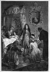 Louis XIV rend visite à Jacques II sur son lit de mort - Visite de Louis XIV roi de France à Jacques II d