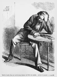 Lucien de Rubempré songeant au suicide, illustration tirée de Splendeurs et Misères des Courtisanes d