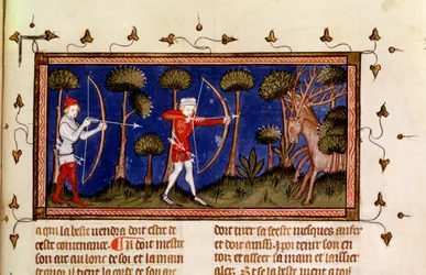 MMS Fr 12399 f.38 Scène de chasse, du Livre du roi Modus et de la reine Ration