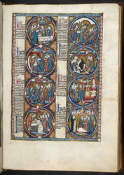 MS. Harley 1527, f.77r, miniatures de la Bible moralisée