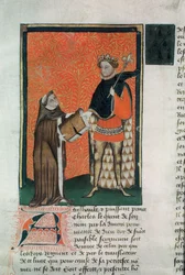 Le traducteur Courbichon présentant le livre à Charles V
