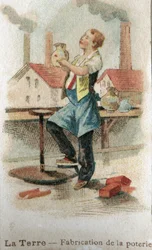 Fabrication de poteries, début du 20e siècle (chromo)
