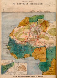 Carte des expéditions françaises en Afrique, illustration de « Le Petit Journal » du 5 mars.
