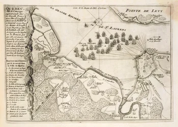 Carte du siège de Québec par la flotte britannique, 1670
