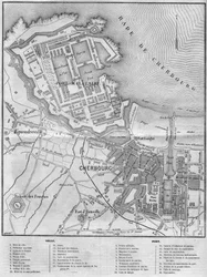 Carte de la ville et du port de Cherbourg, Manche (50)