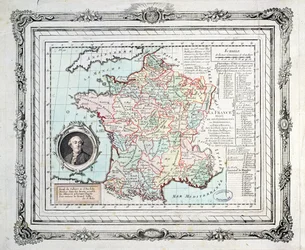 Carte des régions et districts de France, connue sous le nom de Carte de Necker, 1789