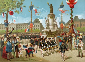 Marche des bataillons scolaires le 14 juillet 1883 à la Place de la République