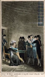 Marie-Antoinette (1755-1793) fait ses adieux à son fils le Dauphin, Louis-Charles de Bourbon (1785-1795) au Temple, 3 juillet 1793