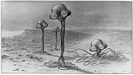 Martiens, illustration tirée de « La Guerre des mondes » de H. G. Wells (1866-1946)