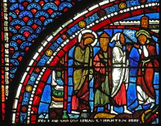 Fenêtre de Marie-Madeleine : Marie aux funérailles de Lazare