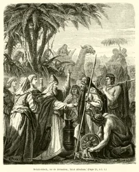 Melchisédech, roi de Jérusalem, bénit Abraham (gravure)
