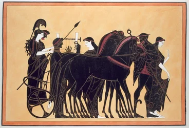 Minerve dans un char de guerre avec des assistants, publié 1808-10