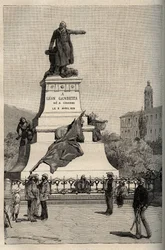 Monument à Léon Gambetta (1838-1882) par Alexandre Falguière (1831-1900) - Cahors - gravure dans 