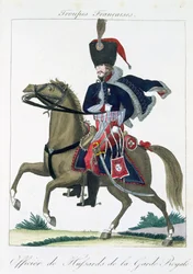 Officier Monté des Hussards de la Garde Royale, de Troupes Françaises, pub. chez Basset, Paris, vers 1790