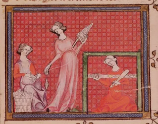Ms 1044 f.101 Femmes filant de la laine, d