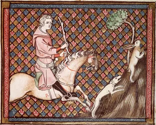 Ms 1044 fol.76 Chasse aux lièvres, de l