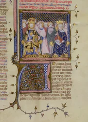 Ms. 13, fol. 232 : Couronnement de Louis IX (1214/15-70) et probablement de Frédéric II (1194-1250), tiré d