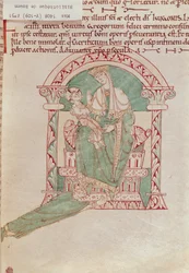 Ms 1408 fol.51 Vierge et Enfant avec Saint Grégoire le Grand (540-604) de Sermons et Vies de Saints
