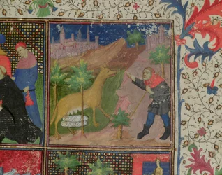 Ms 1595 Romulus et Remus allaités par une louve, de Dicta et Facta Memorabilia, c.1475