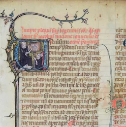 Moine dominicain donnant une conférence à deux autres moines, de Legenda Sanctorum Aurea par Jacques de Voragine