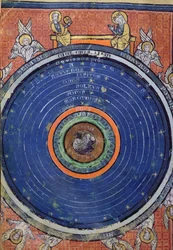 Le Monde, selon Aristote, miniature de De Philosophia Mundi par Guillaume de Conches (1100-54) 1276-77