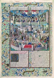 Ms 246 fol.3v Vices et vertus sur Terre, de La Cité de Dieu de Saint Augustin d