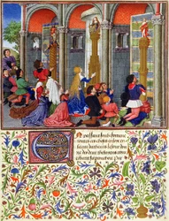 Arcitas priant Mars, Palemon priant Vénus, Émilie priant Diane, de La Teseida, par Giovanni Boccaccio (1313-75) 1340-41