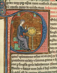 Ms 426 fol.48 Tamisage du grain, du Miroir de la Nature par Vincent de Beauvais