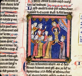 Ms 782 f.280 Roi Philippe II (1165-1223) de France, des Chroniques de Saint-Denis, fin du 13e siècle