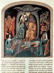 Ms Fr. 143 f.136v Hadès et Perséphone assis dans le monde souterrain sur un trône en forme de tête d