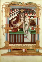 Ms Fr 1537 Christ le Pharmacien avec Adam et Ève, de Chants royaux sur la Conception couronnée du Puy de Rouen